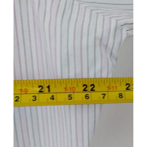 Geoffrey Beene Men's Slim Fit Dress Shirt, Size L, White and Purple Stripe. - Picture 9 of 9